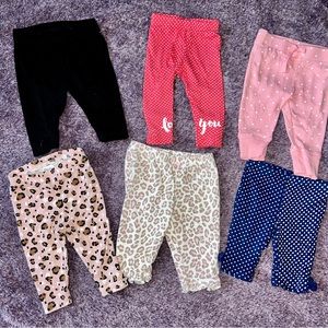 Lot of 6 baby girls pants/ leggings 3 months